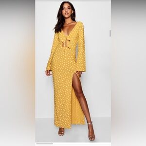 Boohoo yellow maxi dress size 6